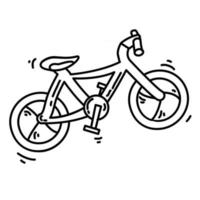 caminhada aventura bicicleta, viagem, viagem, acampamento. desenho de ícone desenhado à mão, contorno preto, ícone de doodle, vetor