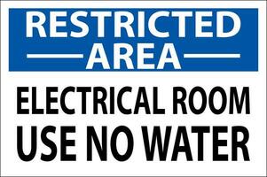 restrito área placa aviso prévio elétrico quarto usar não água vetor