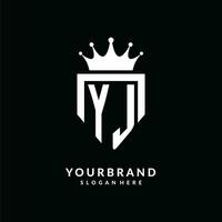 carta yj logotipo monograma emblema estilo com coroa forma Projeto modelo vetor