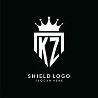 carta kz logotipo monograma emblema estilo com coroa forma Projeto modelo vetor