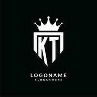 carta kt logotipo monograma emblema estilo com coroa forma Projeto modelo vetor