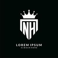 carta nh logotipo monograma emblema estilo com coroa forma Projeto modelo vetor