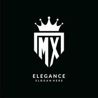 carta mx logotipo monograma emblema estilo com coroa forma Projeto modelo vetor