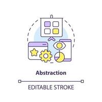 abstração conceito ícone. gerenciando complexidade abstrato idéia fino linha ilustração. se escondendo não essencial detalhes a partir de do utilizador. isolado esboço desenho. editável acidente vascular encefálico vetor