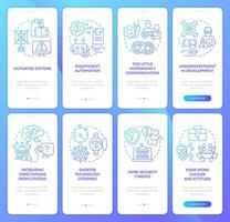 público setor problemas azul gradiente onboarding Móvel aplicativo tela definir. passo a passo 4 passos gráfico instruções com linear conceitos. interface do usuário, ux, gui modelo vetor