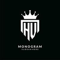 carta hv logotipo monograma emblema estilo com coroa forma Projeto modelo vetor