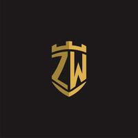 iniciais zw logotipo monograma com escudo estilo Projeto vetor