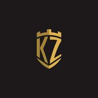 iniciais kz logotipo monograma com escudo estilo Projeto vetor
