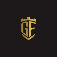 iniciais gf logotipo monograma com escudo estilo Projeto vetor