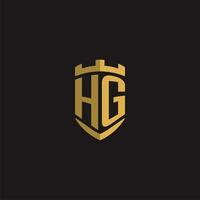 iniciais hg logotipo monograma com escudo estilo Projeto vetor