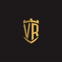 iniciais vr logotipo monograma com escudo estilo Projeto vetor