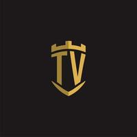iniciais televisão logotipo monograma com escudo estilo Projeto vetor