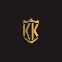 iniciais kk logotipo monograma com escudo estilo Projeto vetor