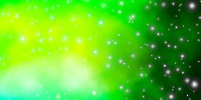 modelo de vetor verde claro com estrelas de néon. desfocar design decorativo em estilo simples com estrelas. padrão para embrulhar presentes.