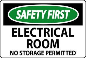 segurança primeiro placa elétrico sala, não armazenamento permitido vetor