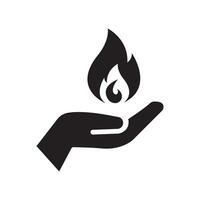mão segurando uma fogo ícone, plano Projeto melhor vetor ícone
