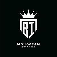 carta bi logotipo monograma emblema estilo com coroa forma Projeto modelo vetor