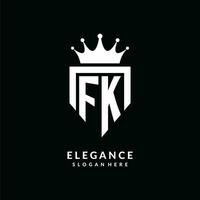 carta fk logotipo monograma emblema estilo com coroa forma Projeto modelo vetor