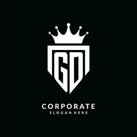 carta gd logotipo monograma emblema estilo com coroa forma Projeto modelo vetor