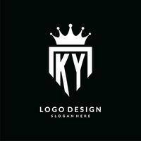 carta ky logotipo monograma emblema estilo com coroa forma Projeto modelo vetor