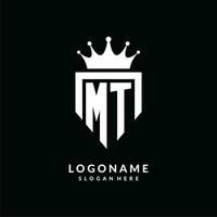 carta mt logotipo monograma emblema estilo com coroa forma Projeto modelo vetor