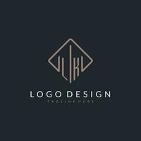 lk inicial logotipo com curvado retângulo estilo Projeto vetor