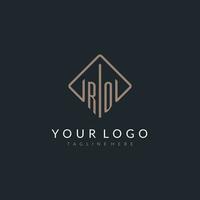 ro inicial logotipo com curvado retângulo estilo Projeto vetor