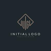 ug inicial logotipo com curvado retângulo estilo Projeto vetor