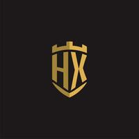 iniciais hx logotipo monograma com escudo estilo Projeto vetor