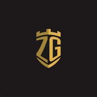 iniciais zg logotipo monograma com escudo estilo Projeto vetor