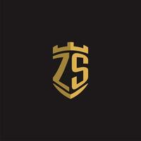 iniciais zs logotipo monograma com escudo estilo Projeto vetor