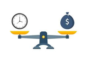 Educação vs Tempo em balanças ícone. dinheiro e Tempo Saldo em escala vetor