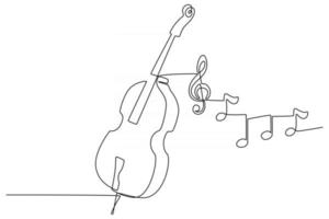 desenho de linha contínua de uma ilustração vetorial de instrumento musical ontrabass vetor