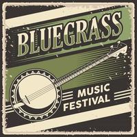 gráfico de vetor de ilustração vintage retrô de música bluegrass adequada para cartaz ou sinalização de madeira