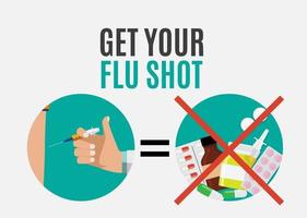 obter seu plano de fundo plano de conceito de vacina contra a gripe. ilustração vetorial vetor