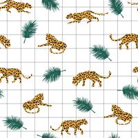 Sem costura padrão exótico com silhuetas abstratas de leopardos. vetor