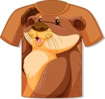 frente da camiseta com modelo de lontra fofa vetor