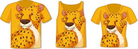 frente da camiseta com modelo de leopardo vetor