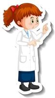 personagem de desenho animado garota cientista em pose ereta vetor