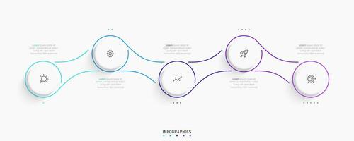 modelo de design de rótulo infográfico vetorial com ícones e 5 opções ou etapas. pode ser usado para diagrama de processo, apresentações, layout de fluxo de trabalho, banner, fluxograma, gráfico de informações. vetor