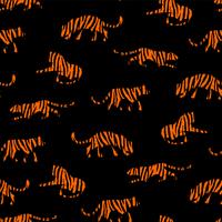 Sem costura padrão exótico com silhuetas abstratas de tigres. vetor