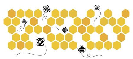 hexágono abelha colmeia arte projeto, favo de mel amarelo padronizar vetor ilustração.