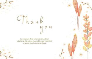 obrigado você cartão com botânico flor, ouro Projeto vetor
