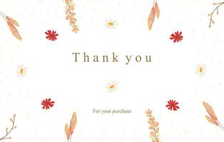 obrigado você cartão com botânico flor, ouro Projeto vetor
