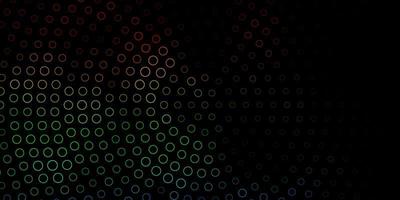 cenário de vetor multicolorido escuro com círculos. discos coloridos abstratos em fundo gradiente simples. novo modelo para o seu brand book.
