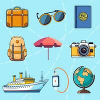 9 mundo turismo dia ícone ilustrações conjunto isolado em a colori fundo vetor