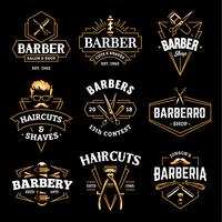 Emblemas retrô de vetor de loja de barbeiro