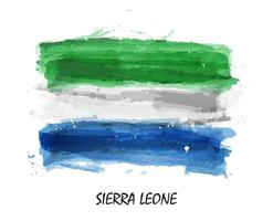 Bandeira da pintura em aquarela realista de serra leoa. vetor. vetor