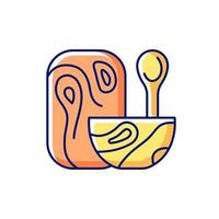 ícone de cor rgb de utensílios de mesa de madeira. ilustração isolada do vetor. ferramentas de preparação de alimentos. acessórios usados para cozinhar alimentos. talheres para desenho de linha simples preenchido de uso diário. vetor