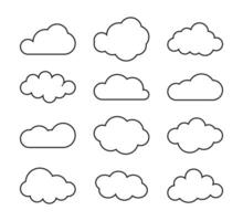conjunto do azul céu, nuvens. nuvem ícone, nuvem forma. conjunto do diferente nuvens. vetor